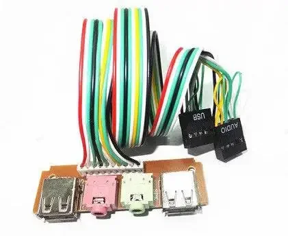 Nový predný panel PC 2-port USB 2.0 + Mikrofón 3,5 mm kábel zvukového portu 7,8 cm PCB