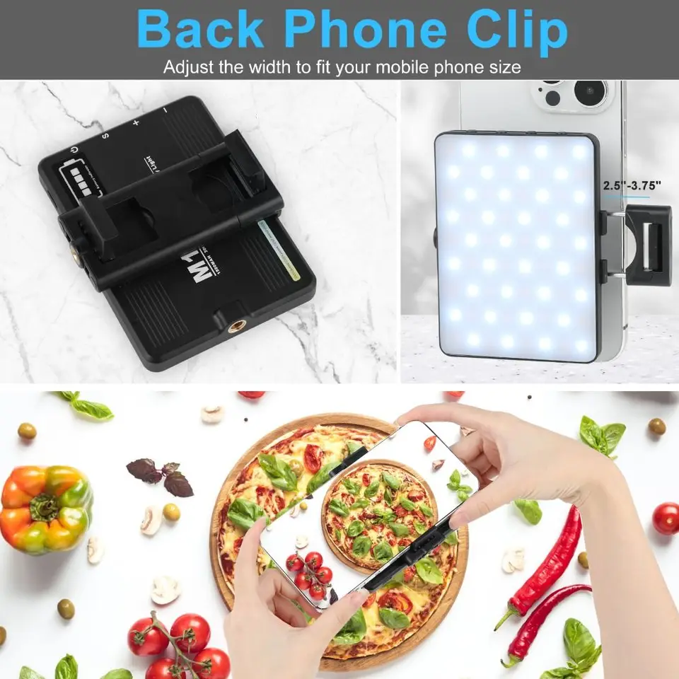Nový prenosný telefónny klip Vyplňte svetlo nastaviteľné farebné RGB Flash Flash Rehargetable Selfie Svetlo pre iPhone/iPad/laptop/fotoaparát