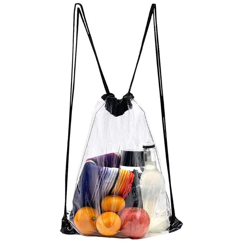 Nový priehľadný šnúrkový batoh ovocný úložný priestor Tote Bag Sport Pack Unisex Veľká kapacita ľahký plážový batoh