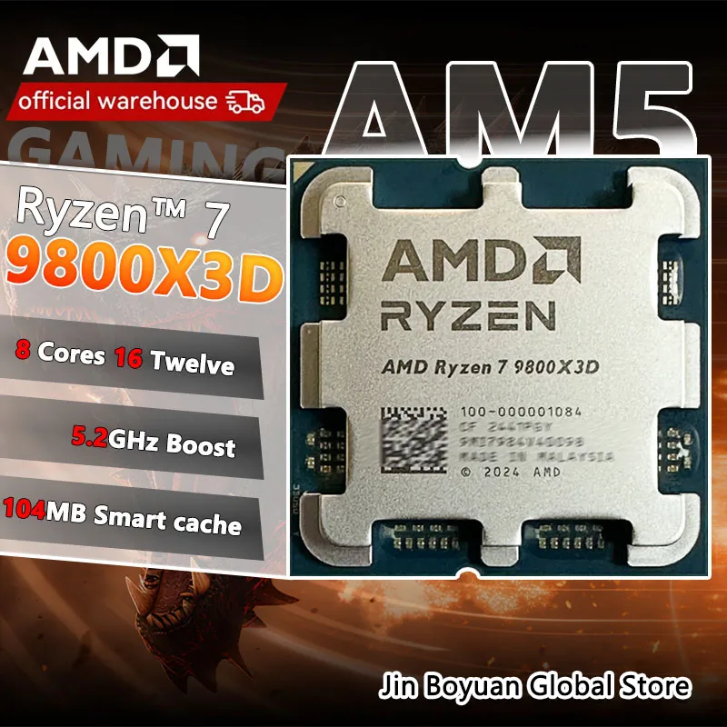 Nový procesor AMD Ryzen ™ 7 9800X3D, 8C/16T 120 W až 5,2 GHz, 3D V-cache L3 = 96 m 100-100001084 SOCKET AM5, ale bez chladiča