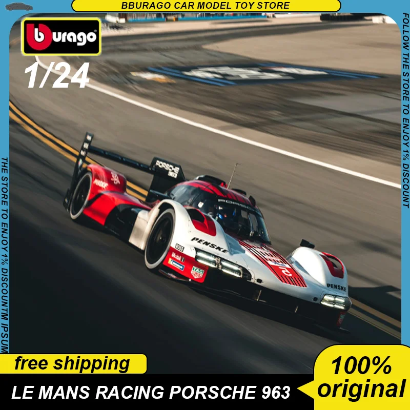 Nový produkt Bburago Le Mans Racing 1:24 Porsche 963 #5 CAR RALLY LUXURY Hračky vozidla Diecast Model Edition