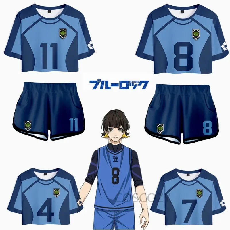 Nový príchod 2023 Tričko Blue Lock Ženy Dvojdielne sety STEPS TOPS TOPS TOO HIP HOP Bachira Yoichi Street Clothes GS9794