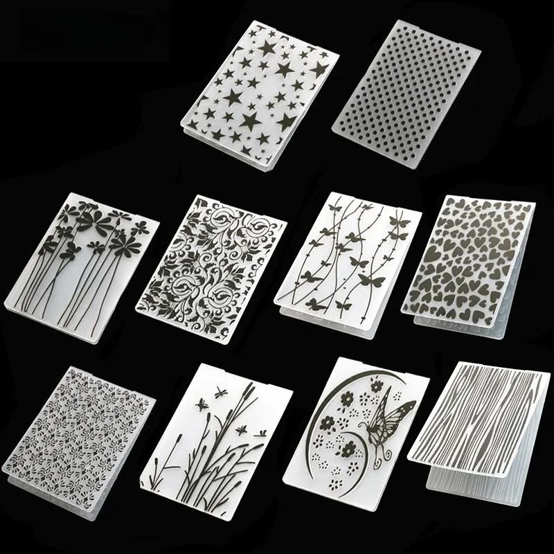 Nový príchod 3D Embosing Folder Transparentné reliéfové plastové platne Návrh pre rezatie papiera pre rezy papiera zomiera scrapbooking 10.5x14.5cm