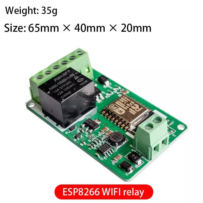 Nový príchod Green ESP8266 10A 220V Network relé WIFI Vstup DC 7V ~ 30V Moduly