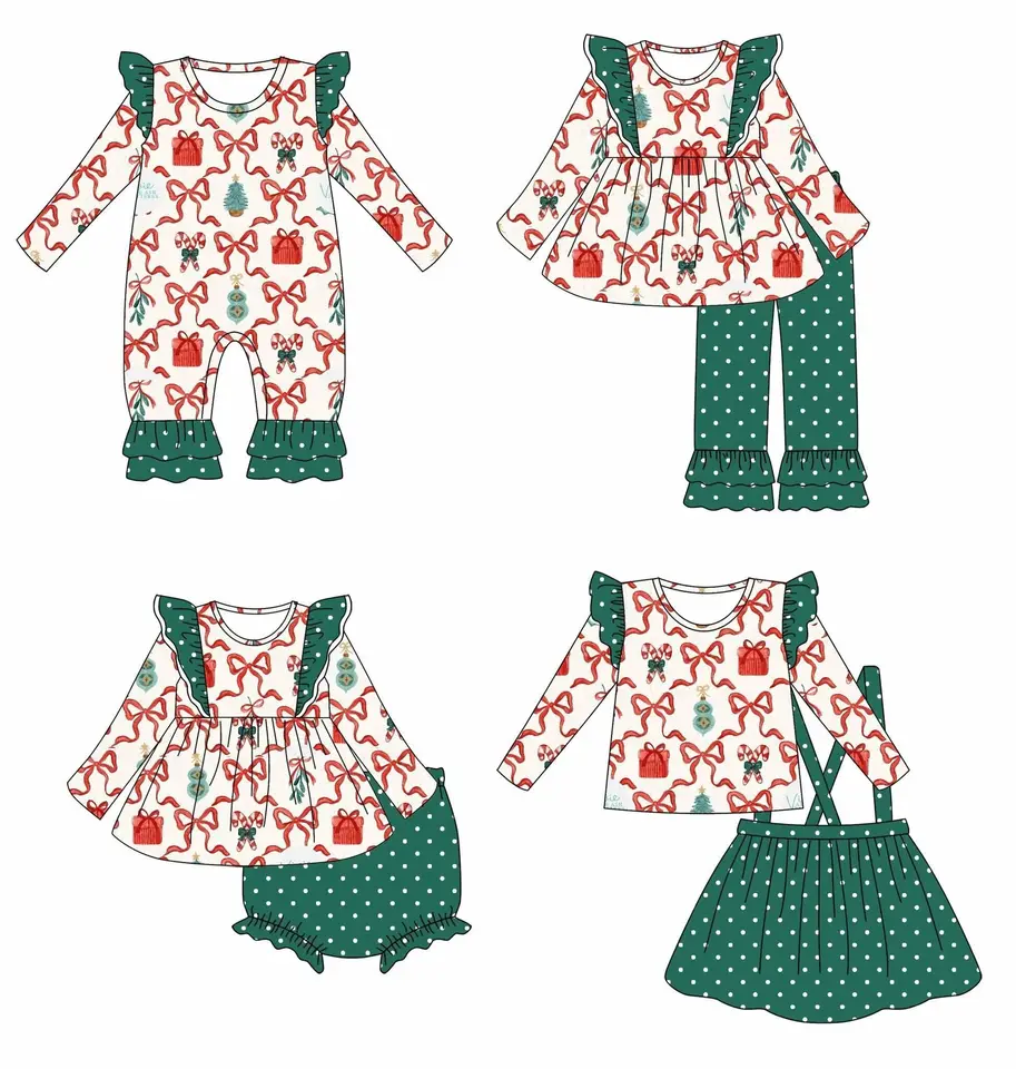 Nový príchod horúceho predaja vianočný outfit novorodenec, ktorý zodpovedá štvorpustným vojakom tlačené zelene škvrnité nohavice batoľa.