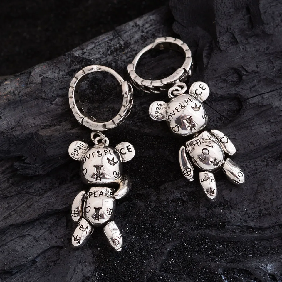 Nový príchod Krásny medveď zviera 925 Sterling Silver Dámske dámske strapce Stud Propagacie šperky pre ženy anti alergické darčeky