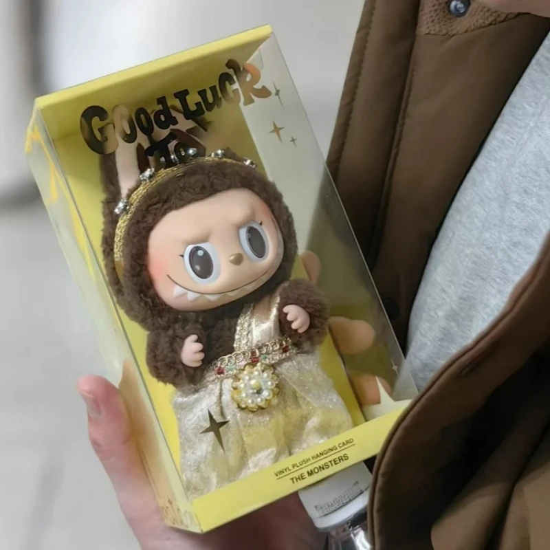 Nový príchod Monsters Labubu Veľa šťastia pre vás séria Vinyl Face Doll Action figual Klávesová kľúče prívesok replika replika hračky darček k narodeninám