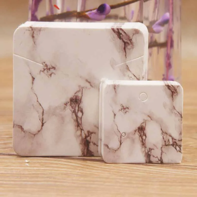 Nový príchod mramor 5*5 cm Elegantný šperk náhrdelník prívesok Card50pcs+50ks 3*3cm roztomilé náušnice Zobraziť kartu na šaržu
