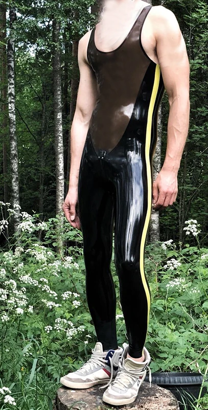 Nový príchod muži Čierne priehľadné čierne žlté žlté telesy latexové kapsu