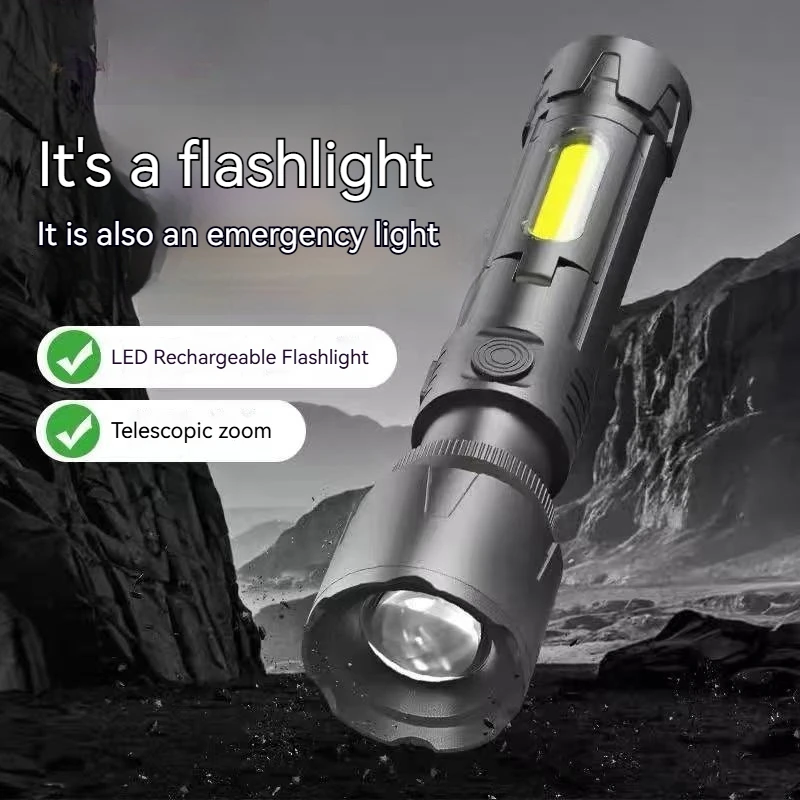 Nový príchod vysoko výkonný LED baterka s 90 ° C Nastaviteľné pracovné svetlo USB Nabíjateľná lampa vodotesné kempingové svetlo kempingu
