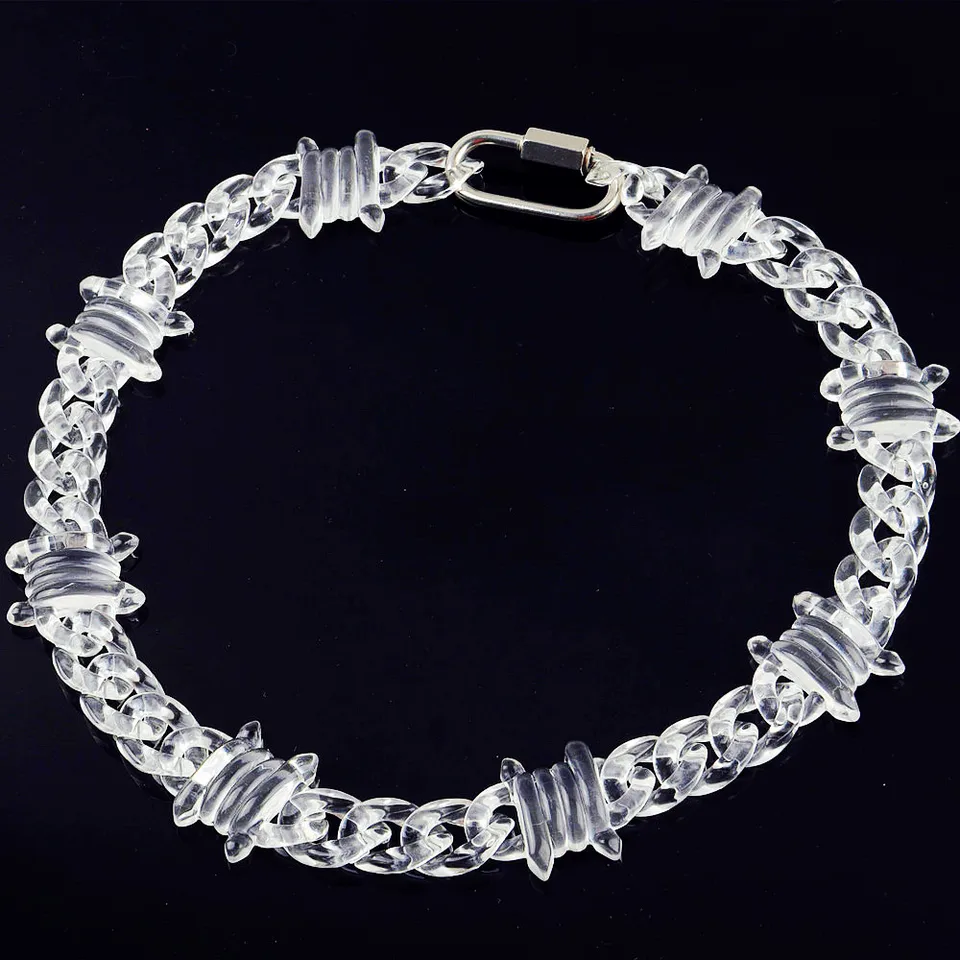 Nový punk priehľadný akrylový reťazový zámok náhrdelníka pre mužov Ženy Žena Čistý hrotový retiazk Collar Prívesok Náhrdelník módne šperky
