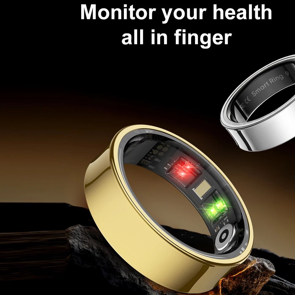 Nový R09 Smart Ring Men Ženy nabíjajúce puzdro Teplota pokožky Zdravie Monitor spánku 5ATM nepremokavé ovládacie prvky fotoaparátu prst prst