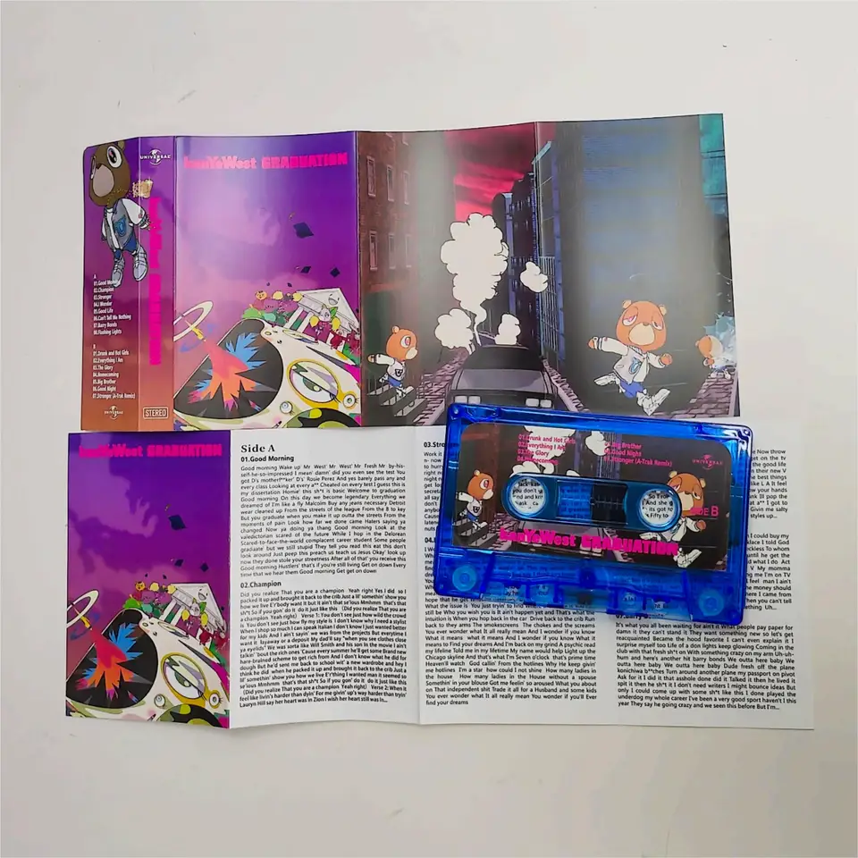 Nový rap Konman Kanye West Music Tape Graduation Album Hudba Cassettes Cosplay Walkman Car Recorder Soundtracks Box Party Hudba