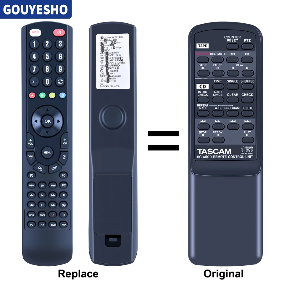 Nový RC-A500 Vymeňte diaľkové ovládanie pre TASCAM CD-A500 CD/CASSETTE Player Recorder