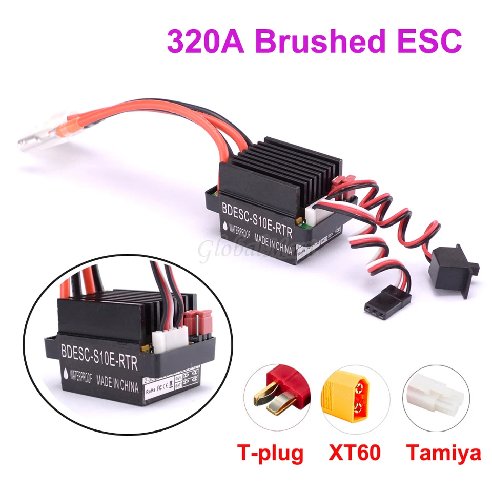 Nový RC Hobby 320A ESC Brushed Speed ​​Radler s 2A BEC High napätie 6-12V Brush ESC pre RC Ship & RC CAR