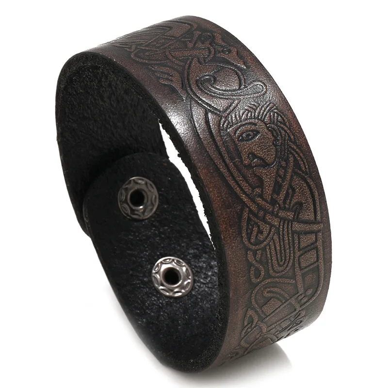 Nový reliéfny vzor retro cowhide personalizovaný kožený náramok s mencreative šperky európsky a americký štýl darček