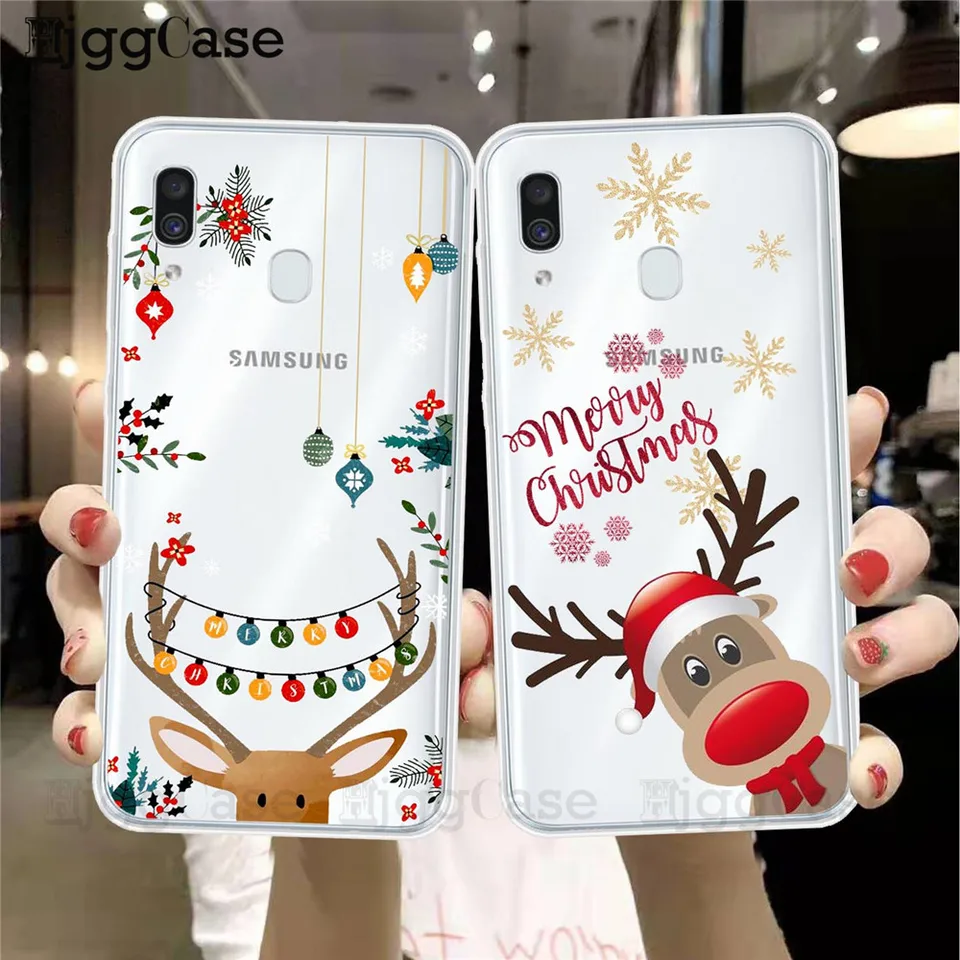 Nový rok vianočná karikatúra Elk Silikone Telefón puzdro pre Samsung A10 A20 A30 A30 A50 A50 A60 A70 A7 A9 A6 A8 Plus 2018 A51 A71