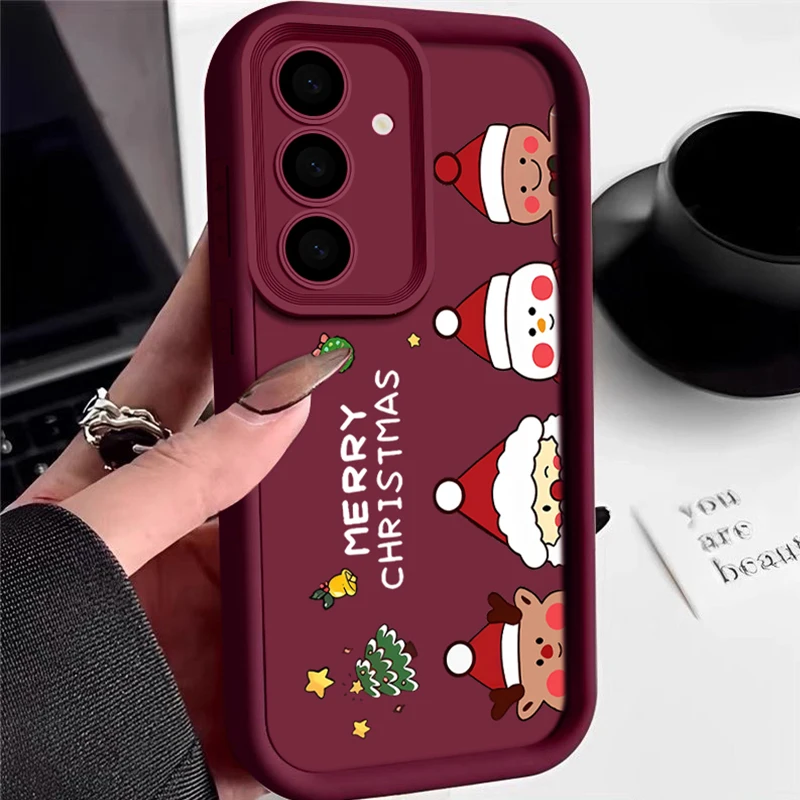 Nový rok vianočný vzor Soft TPU puzdro pre Samsung Galaxy S24 S23 S22 S21 Ultra plus S24 FE SOCKOPPORPOPT Silikone Phone Cover