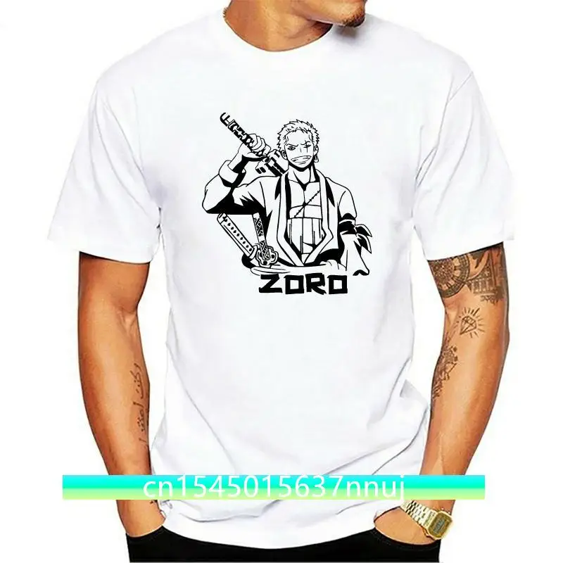 Nový Roronoa Zoro Sword T tričko Slaw Hat Pirate One Piece Anime Black White Top pán Funny Design Tee tričko