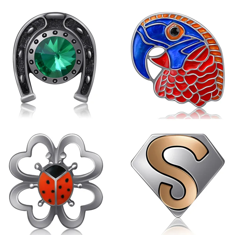 Nový roztomilý papagáj Brid Horseshoe Ladybug Eye Shinestone kov 18 mm snímka
