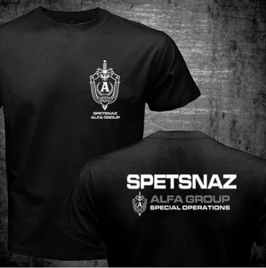Nový ruský Spetsnaz Alfa jednotka protitranistka Teroristické špeciálne jednotky sily T košeľa 2 Side Black O Tshirt Tshirt Funny Tops Tops