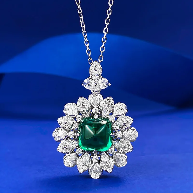 Nový S925 Pure Silver Emerald 10 * 10 Náhrdelník z cukrovej veže pre dámsky svetlo luxusný módny štýl Horúci predaj