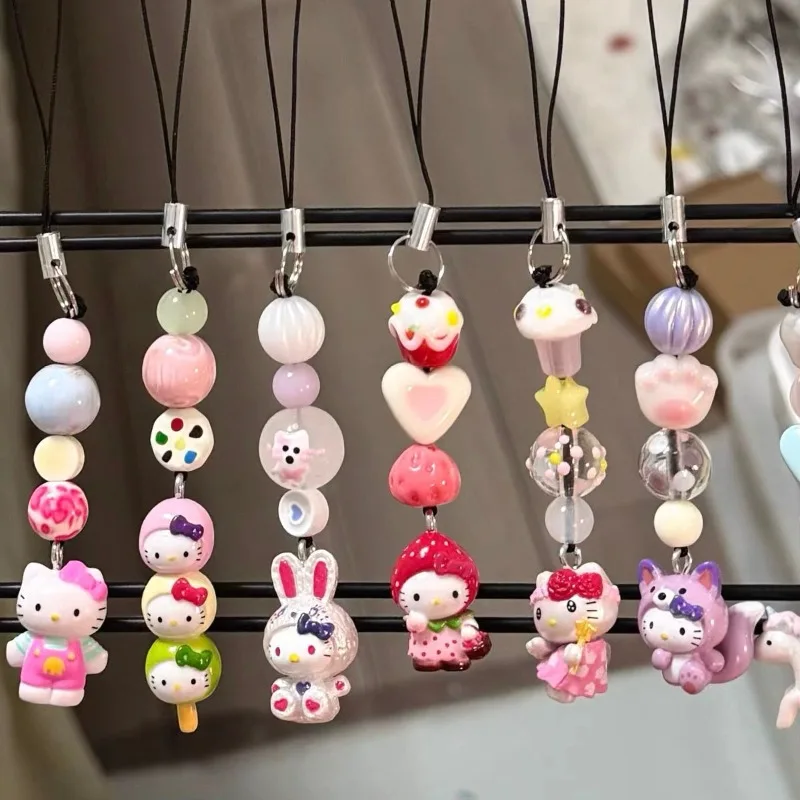 Nový Sanrio Hello Kitty Cute Kawaii Anime Character Periférny mobilný telefón prívesok Creative Cartoon Backpack na šnúrku dekorácia