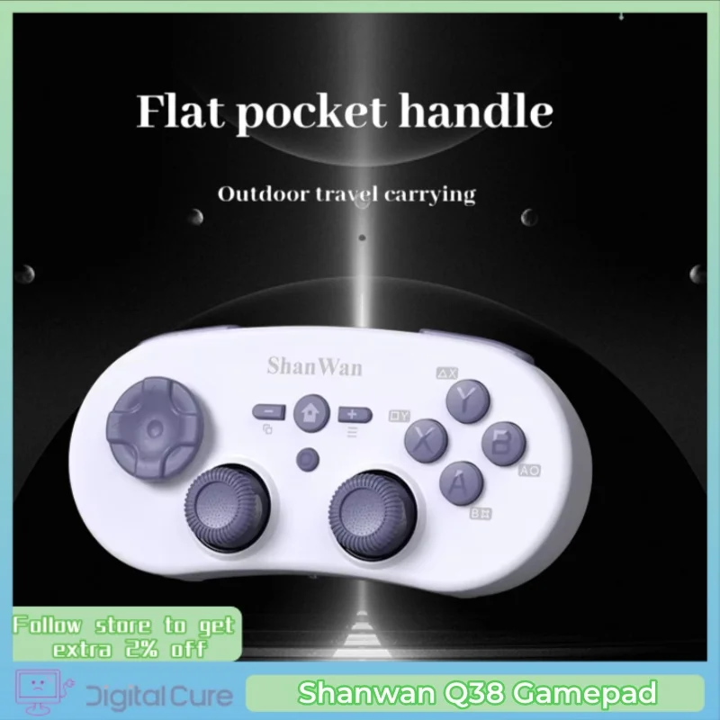 Nový Shanwan Q38 Gamepad Dual Hall Rotary Joystick Wireless Bluetooth Prenosný prenosný gyroskopový snímanie pohybu Apple Android PCPS4Steam