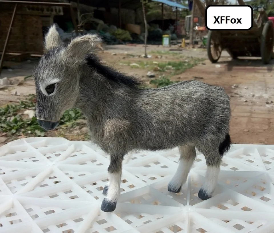 Nový simulácia Donkey Model Polyetylén & Furs Real Life Donkey Gift 22x18cm XF2243