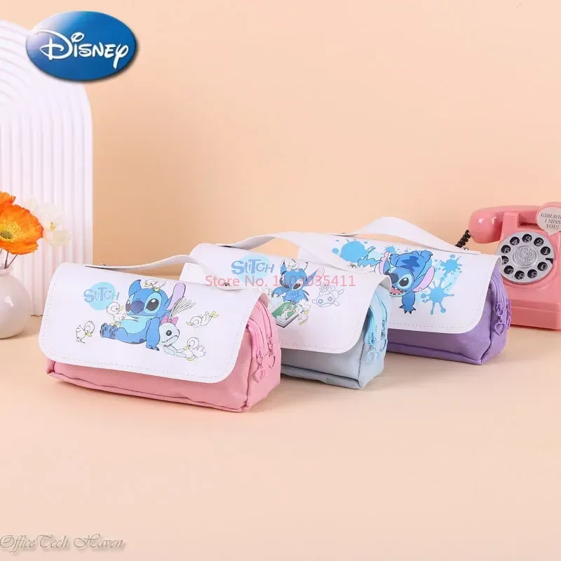 Nový steh ceruzka taška Študent tlačené plátno ručné kancelárske krabičky dvojvrstvová ceruzka Stitch Stitch Boys and Girls Peruzka vrecko na ceruzku