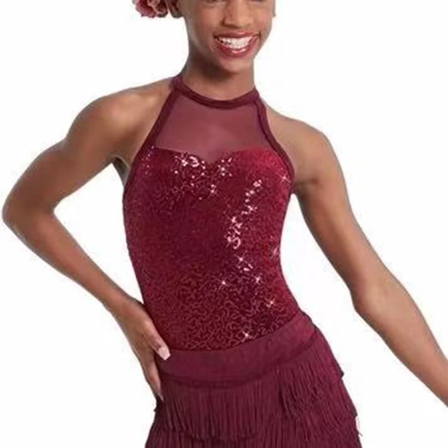 Nový tanečný kostým Profesionálny jazzový tanečný šaty Performance Performance Dress Lodysuit Latin Dress