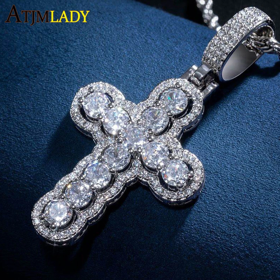 Nový trendový nový ľadový bling cz krížový prívesok Náhrdelník pre mužov Boy Micro Dlave 5a Cubic zirkónia prívesok hip hopové šperky
