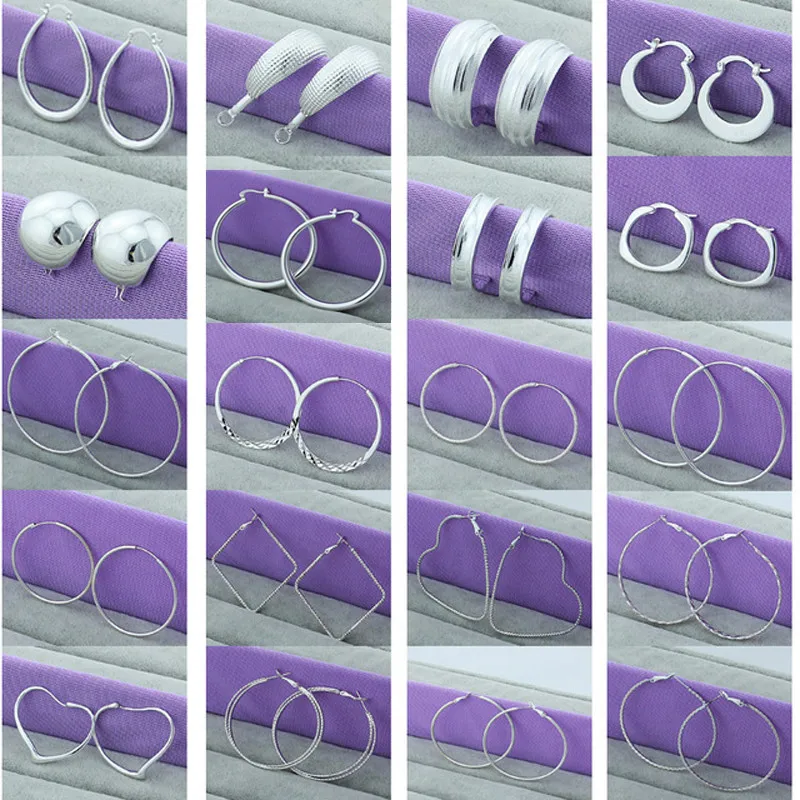 Nový Trendy 925 Sterling Silver Simple Fashion 3,5 cm/5 cm kruh okrúhly obruč pre ženy, jemné šperky