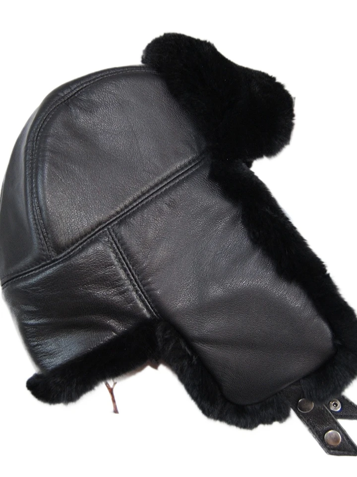 *Nový unisex Real Rex Rabbit Fur bombardér Hat Ushanka Cap Trapper Ruská muži Ženy lyžiarske klobúky Caps Skutočná ovčie kože zimná vojna