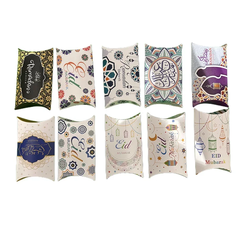 Nový vankúš Eid vankúš Candy Box Paper Darčekové boxy Balenie pre Eid Mubarak Party uprednostňuje Ramadan Decoration 2023