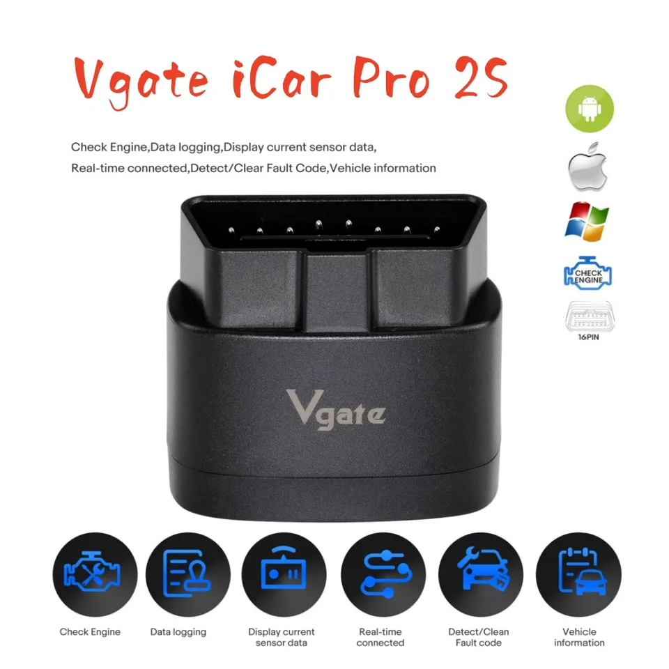 NOVÝ VGATE ICAR PRO 2S ELM327 Bluetooth 5.3 V2.3 CAR OBD skener aktualizovaný EV automatický diagnostický nástroj BimmerCode pre iOS Android PC