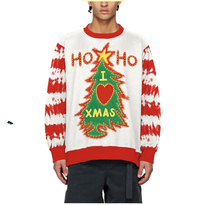 Nový vianočný stromček Santa Snowman Claus Elk Hoodie Men Autumn Winter Winter 3D Tlač pullover mikiny plus veľkosti odev