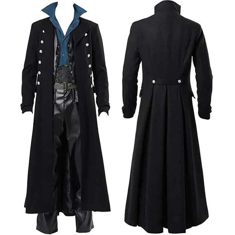 Nový viktoriánsky dlhý vintage bunda Men Ženy stojan na golier Pirát Western Cowboy Cosplay Trench Coat Punk Gothic Medieval Coat SD4