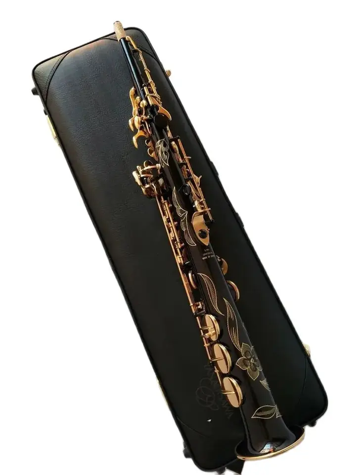 Nový vysoko kvalitný sopránový saxofónový priamy sopránový saxový model čierny saxofónový náustok profesionálna úroveň
