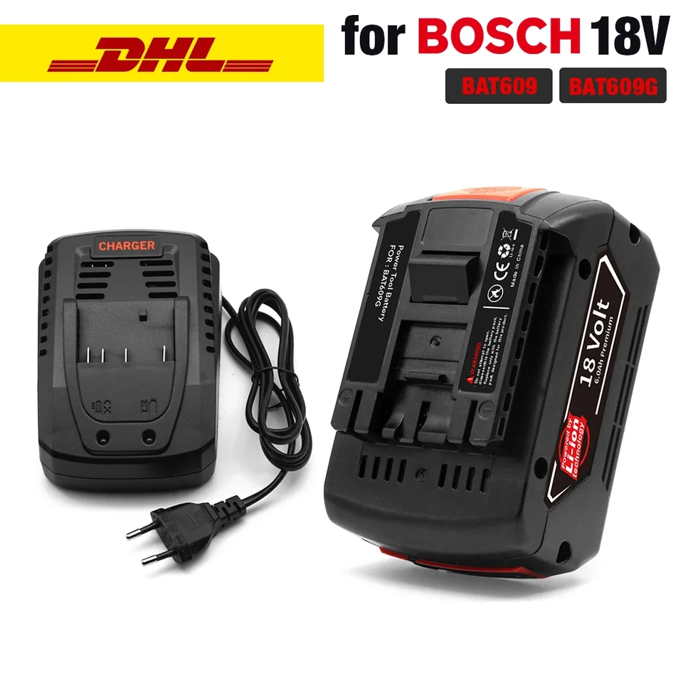 Nový vysokovýkonný pre Bosch 18V 6.0AH lítium-iónovej batérie Professional GSR/GSB/GBH/GWS BAT609 Nabíjateľná batéria + nabíjačka + nabíjačka