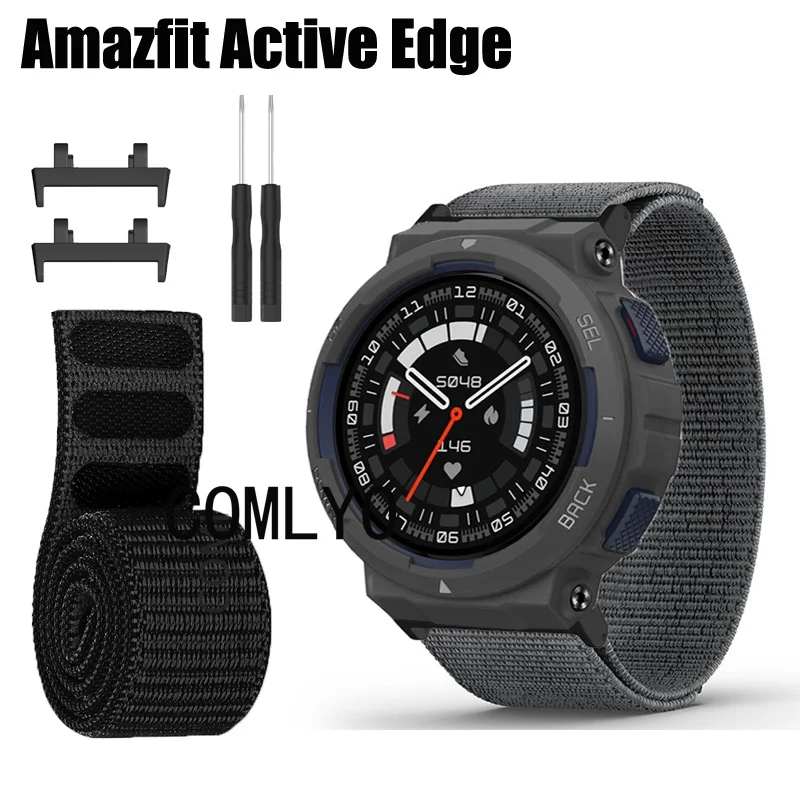 Nový WatchBand for AmazFit Active Edge Strap Nylon Watch Band Hook & Look Soft Base Bracelet