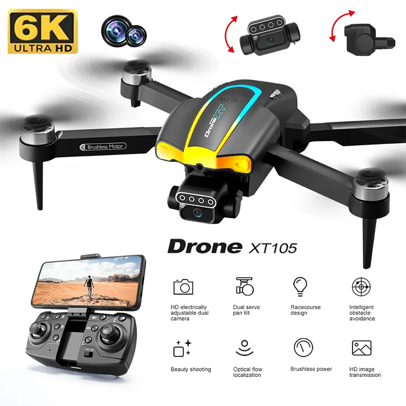 Nový X105 Dron 5G WiFi FPV GPS Návrat kefy bez kefy 8K HD Duálna kamera 360 ° Laserová prekážka vyhýbanie sa RC Quadcopter Drone Hračky