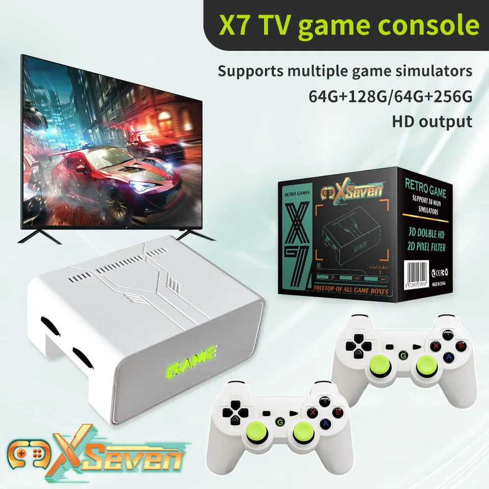 Nový X7 Magic Linux Prenosný prenosný videohra Console 2.4g Wireless TV Stick Retro pre rodinu PSP 4K 64+256G 12000 Games