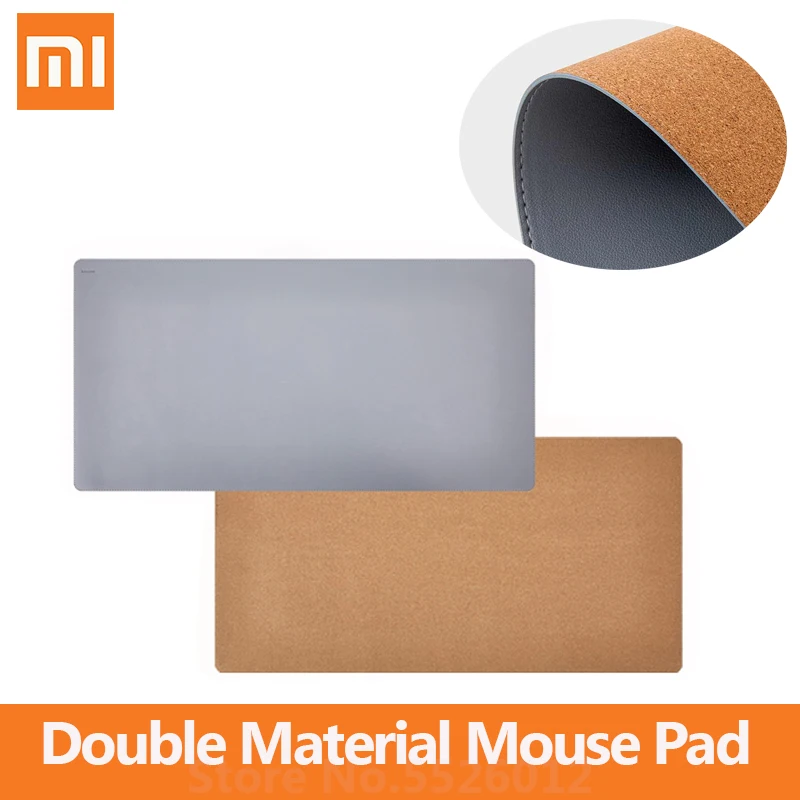 Nový Xiaomi Double Material Mouse Mouse Desk Desk Desk Desk Pad Veľký PU Leather Natural Cork Table Mat 800 mm nepremokavá podložka pre kancelárske domov