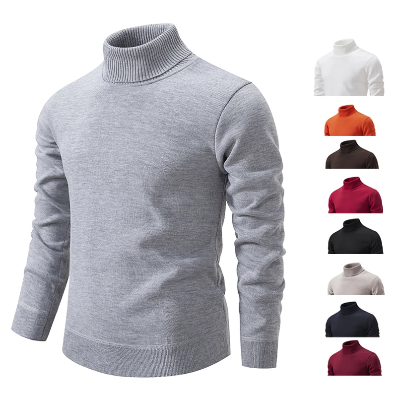 Nový zimný rolák sveter hrubý pánske puzdro Pullover Sweaters pevná farba kvalita Warm Slim TurtleNeck Sweaters Pullover Men