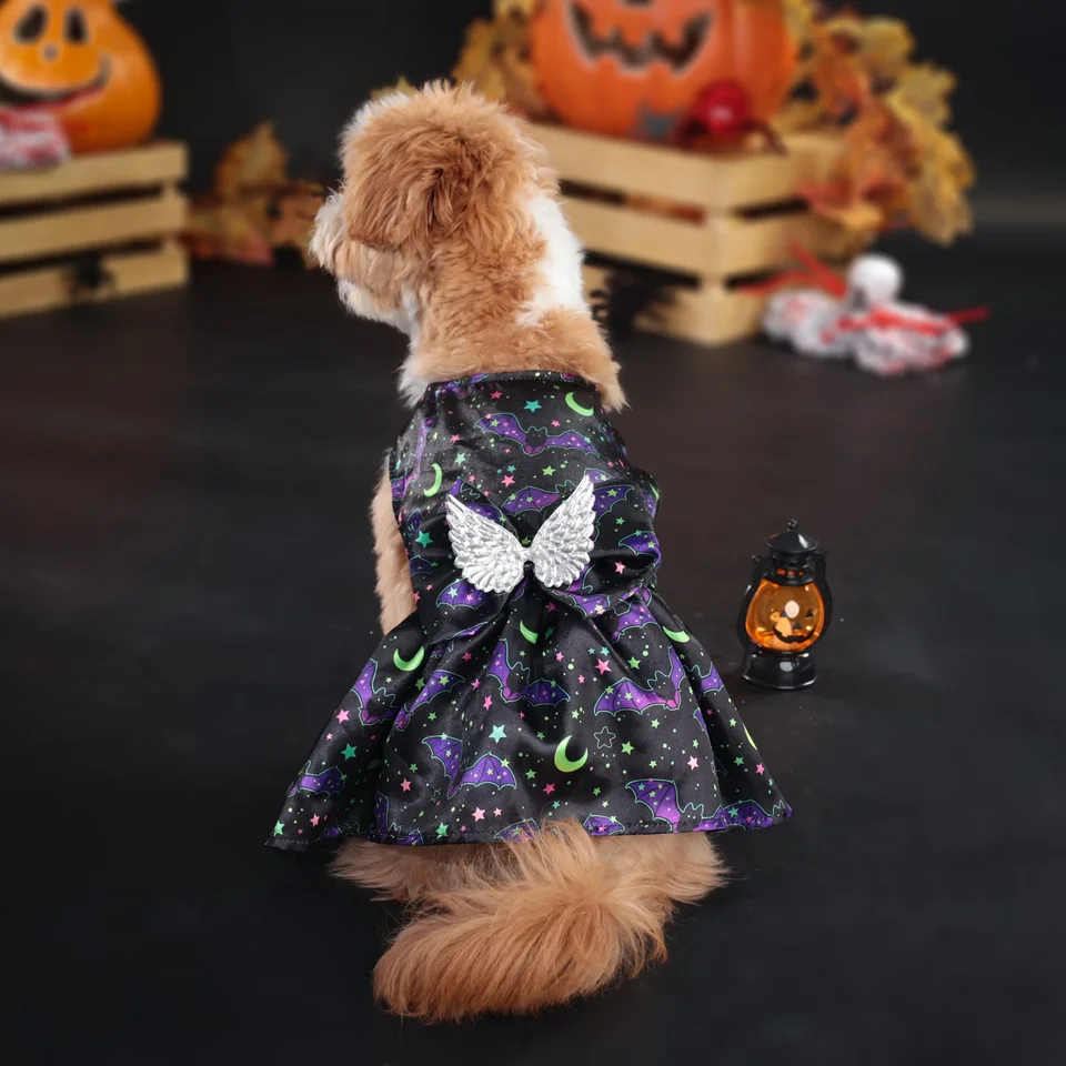 Nový zábava kostra psa Halloween kostým kostýmy domáce zviera čipky na vlasy dôkaz tekvica motýľa šaty psie oblečenie darček