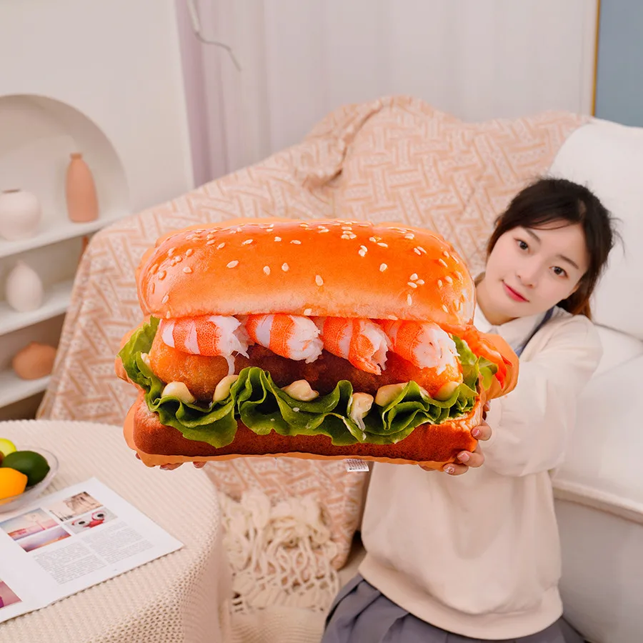 Nový záchranný hamburgerový vankúš lákavé jedlo simulácia Fullfil plyš s letnou prikrývkou Car Decro Home Essentials