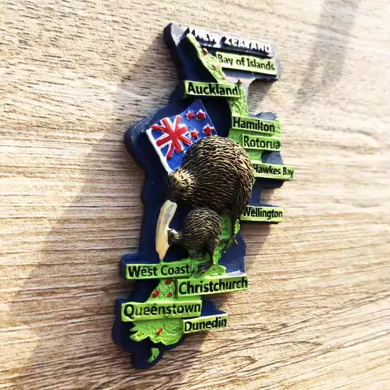 Nový Zéland Kreatívna cestovná mapa vtáka Logo Pamätné remeselné remese