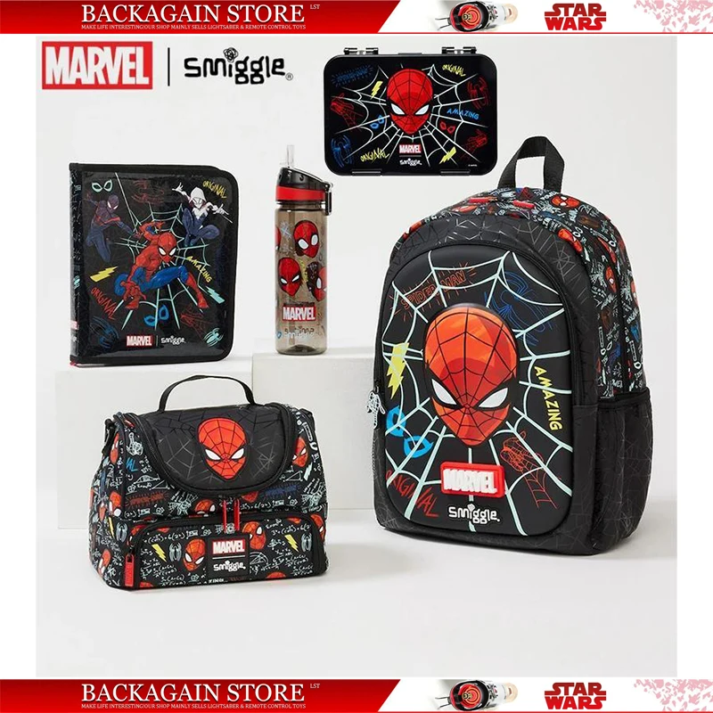 Nový úsmev Marvel Spider-Man Deti kancelárske potreby Študentská taška na obed obed obed s peňaženkou ceruzka box vodný pohár pre deti darček pre deti