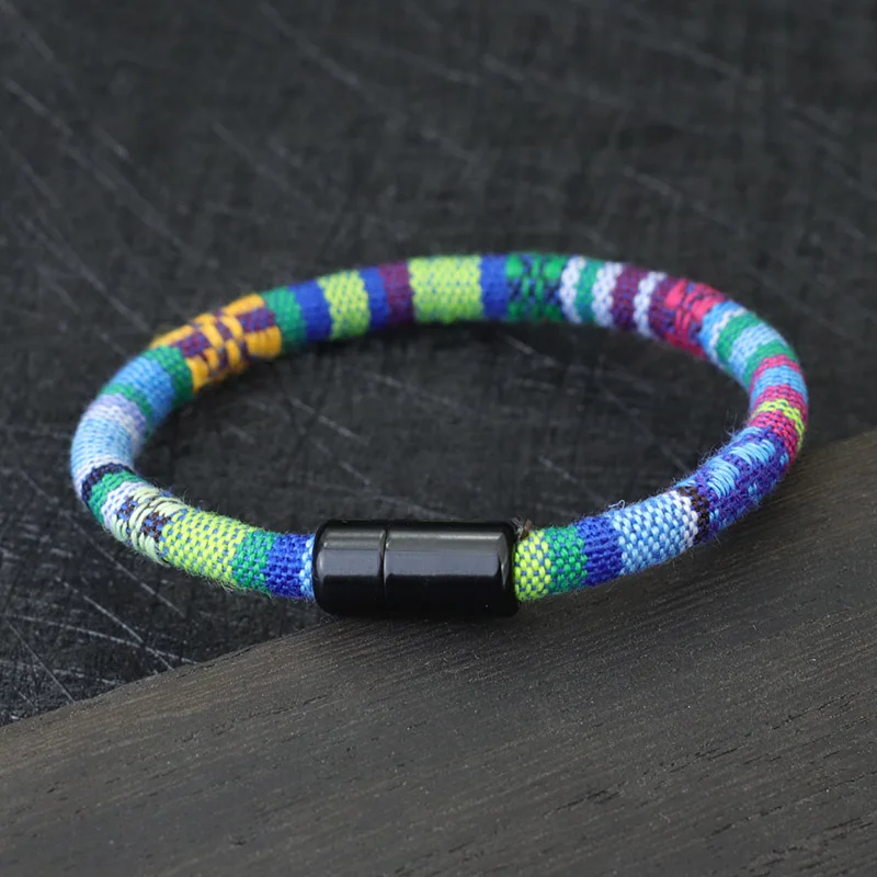Nový český náramok pre mužov Ženy Magentné spona šnúra Braclet Oheň Etnicko Braslet priateľstvo šperky lano retiazka Brazalete